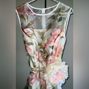 Eliza J Floral gown - custom floral belt -size 14 -beautiful colors / full skirt